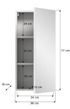 Badezimmerspiegelschrank >Vira< in Weiß Hochglanz - 38x77x18cm (BxHxT)