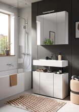 Badezimmerspiegelschrank >Vira< in Weiß Hochglanz - 60x77x18cm (BxHxT)