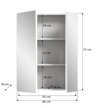 Badezimmerspiegelschrank >Vira< in Weiß Hochglanz - 82x77x18cm (BxHxT)