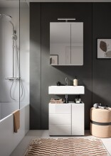 Badezimmerspiegelschrank >Vira< in Weiß Hochglanz - 82x77x18cm (BxHxT)