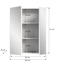 Badezimmerspiegelschrank >Vira< in Weiß Hochglanz - 82x77x18cm (BxHxT)