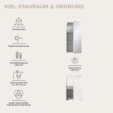 Badezimmer-Set >Vira< in Weiß Hochglanz - 38x190x34cm (BxHxT)