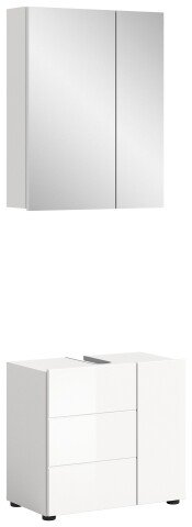 Badezimmer-Set >Vira< in Weiß Hochglanz - 60x190x34cm (BxHxT)