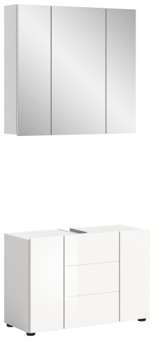 Badezimmer-Set >Vira< in Weiß Hochglanz - 82x190x34cm (BxHxT)