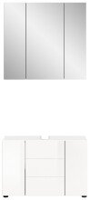 Badezimmer-Set >Vira< in Weiß Hochglanz - 82x190x34cm (BxHxT)