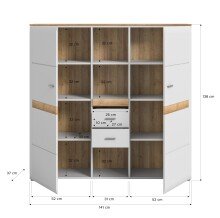 Highboard >Ashton< in Ashgrey Matt - 141x138x37cm (BxHxT)