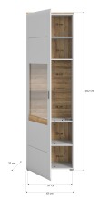 Vitrine >Ashton< in Ashgrey Matt - 61x202x37cm (BxHxT)