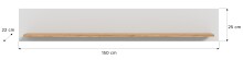 Wandboard >Ashton< in Ashgrey Matt - 150x25x22cm (BxHxT)