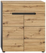 Schuhkommode >Canu< in Basalt Grau / Artisan - 80x94x37cm (BxHxT)