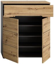 Schuhkommode >Canu< in Basalt Grau / Artisan - 80x94x37cm (BxHxT)