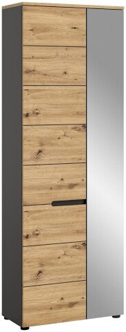 Garderobenschrank >Canu< in Basalt Grau / Artisan - 65x190x37cm (BxHxT)