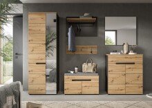 Garderobenschrank >Canu< in Basalt Grau / Artisan - 65x190x37cm (BxHxT)
