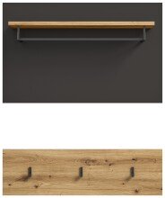 Garderobenpaneel >Canu< in Basalt Grau / Artisan - 80x73x27cm (BxHxT)