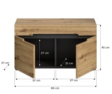 Sitzbank >Canu< in Basalt Grau / Artisan - 80x45x37cm (BxHxT)