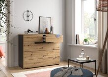 Kommode >Canu< in Basalt Grau / Artisan - 100x81x40cm (BxHxT)