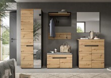 Garderoben-Set >Canu< in Basalt Grau / Artisan - 255x190x37cm (BxHxT)