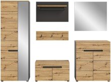 Garderoben-Set >Canu< in Basalt Grau / Artisan - 255x190x37cm (BxHxT)