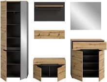 Garderoben-Set >Canu< in Basalt Grau / Artisan - 255x190x37cm (BxHxT)