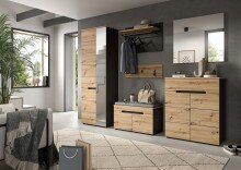 Garderoben-Set >Canu< in Basalt Grau / Artisan - 255x190x37cm (BxHxT)