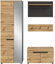 Garderoben-Set >Canu< in Basalt Grau / Artisan -...