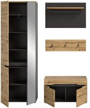 Garderoben-Set >Canu< in Basalt Grau / Artisan - 160x190x37cm (BxHxT)