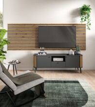 Schallschutzpaneel >Silence< in Anthrazit / Artisan Eiche - 40x120x2 (BxHxT)