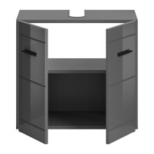 Waschbeckenunterschrank >Soft< in Grau Hochglanz - 60x56x34cm (BxHxT)