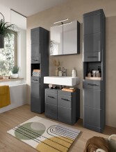 Waschbeckenunterschrank >Soft< in Grau Hochglanz - 60x56x34cm (BxHxT)