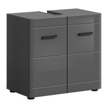 Waschbeckenunterschrank >Soft< in Grau Hochglanz -...