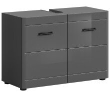 Waschbeckenunterschrank >Soft< in Grau Hochglanz -...