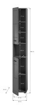 Hochschrank >Soft< in Grau Hochglanz - 30x180x30cm (BxHxT)