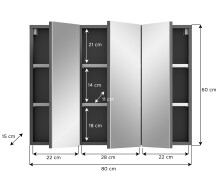 Badezimmerspiegelschrank >Soft< in Grau - 80x60x15cm (BxHxT)