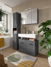 Badezimmerspiegelschrank >Soft< in Grau - 80x60x15cm (BxHxT)
