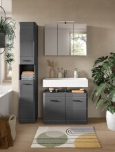 Badezimmerspiegelschrank >Soft< in Grau - 80x60x15cm (BxHxT)