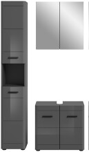 Badezimmer-Set >Soft< in Grau Hochglanz - 105x190x34cm (BxHxT)