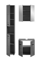 Badezimmer-Set >Soft< in Grau Hochglanz - 105x190x34cm (BxHxT)