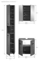 Badezimmer-Set >Soft< in Grau Hochglanz - 105x190x34cm (BxHxT)