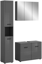 Badezimmer-Set >Soft< in Grau Hochglanz -...