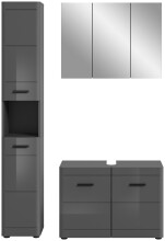 Badezimmer-Set >Soft< in Grau Hochglanz - 125x190x34cm (BxHxT)
