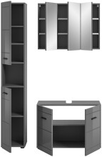 Badezimmer-Set >Soft< in Grau Hochglanz - 125x190x34cm (BxHxT)