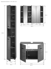 Badezimmer-Set >Soft< in Grau Hochglanz - 125x190x34cm (BxHxT)
