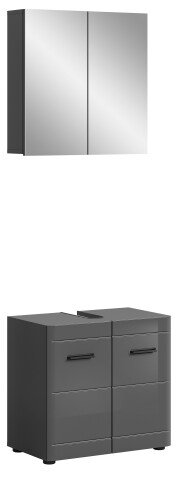 Badezimmer-Set >Soft< in Grau Hochglanz - 60x190x34cm (BxHxT)