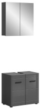 Badezimmer-Set >Soft< in Grau Hochglanz -...