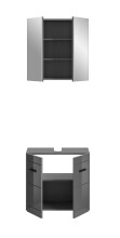 Badezimmer-Set >Soft< in Grau Hochglanz - 60x190x34cm (BxHxT)