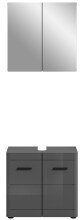 Badezimmer-Set >Soft< in Grau Hochglanz - 60x190x34cm (BxHxT)