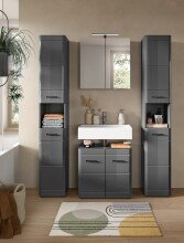 Badezimmer-Set >Soft< in Grau Hochglanz - 60x190x34cm (BxHxT)