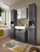 Badezimmer-Set >Soft< in Grau Hochglanz - 60x190x34cm (BxHxT)
