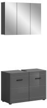 Badezimmer-Set >Soft< in Grau Hochglanz -...