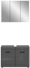 Badezimmer-Set >Soft< in Grau Hochglanz - 80x190x34cm (BxHxT)