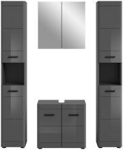 Badezimmer-Set >Soft< in Grau Hochglanz - 150x190x34cm (BxHxT)
